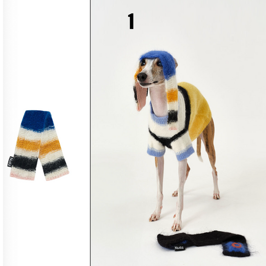 Handmade Colorblock Mohair & Wool Dog Scarf