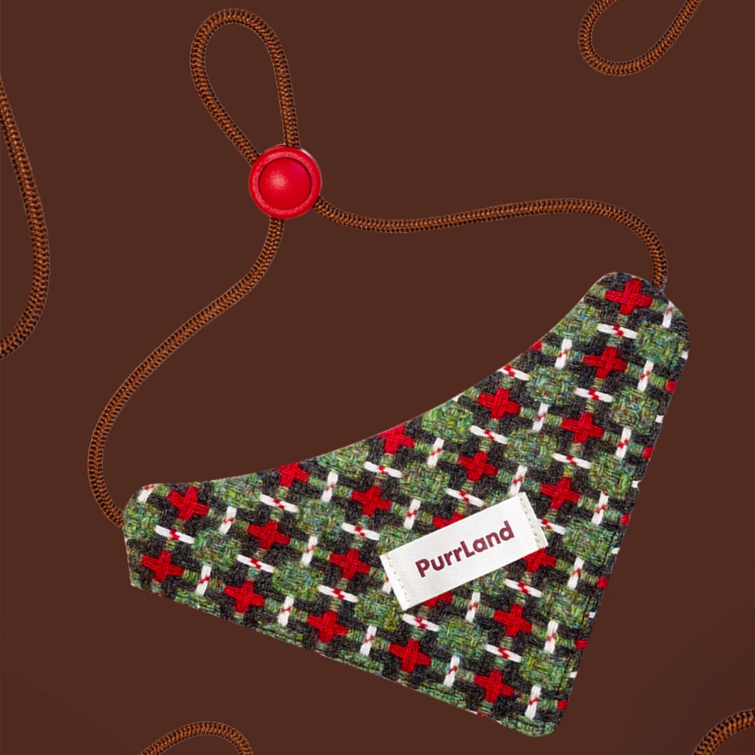 Tweed Triangle Pet Bandana – Stylish Scarf for Dogs & Cats