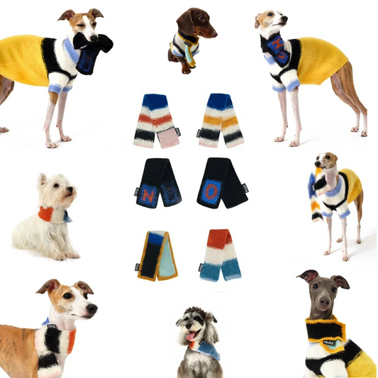 Handmade Colorblock Mohair & Wool Dog Scarf