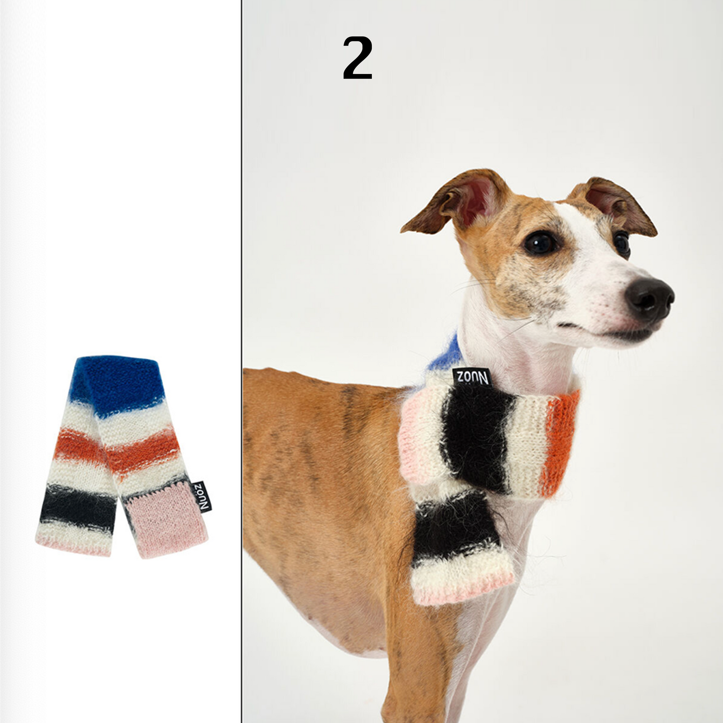 Handmade Colorblock Mohair & Wool Dog Scarf