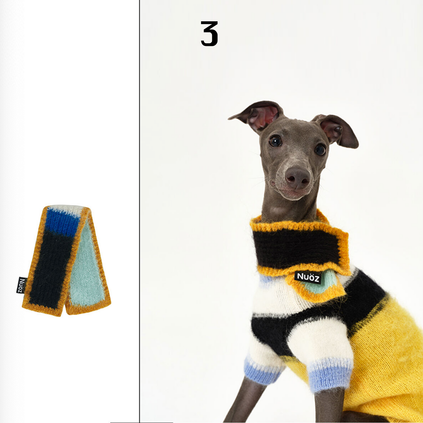 Handmade Colorblock Mohair & Wool Dog Scarf