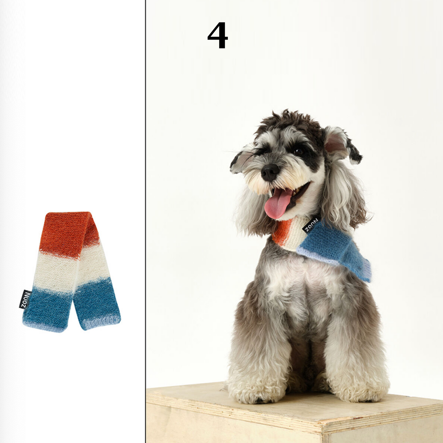 Handmade Colorblock Mohair & Wool Dog Scarf