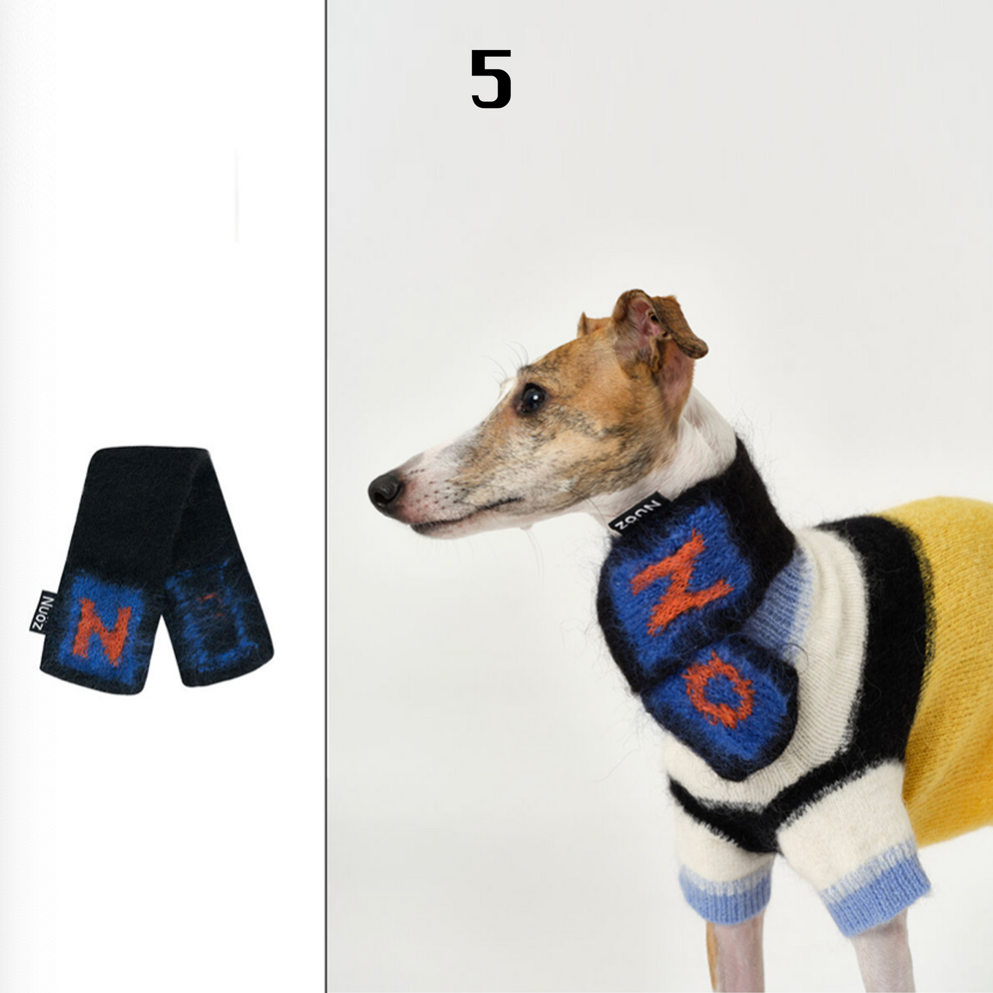 Handmade Colorblock Mohair & Wool Dog Scarf